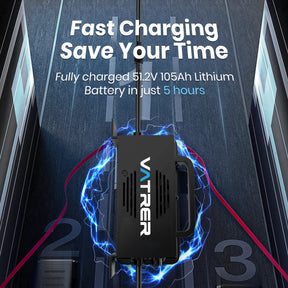 Vatrer 58.4V 20A Intelligent AC-DC  48V Golf Cart  LiFePO4 Battery Charger 8
