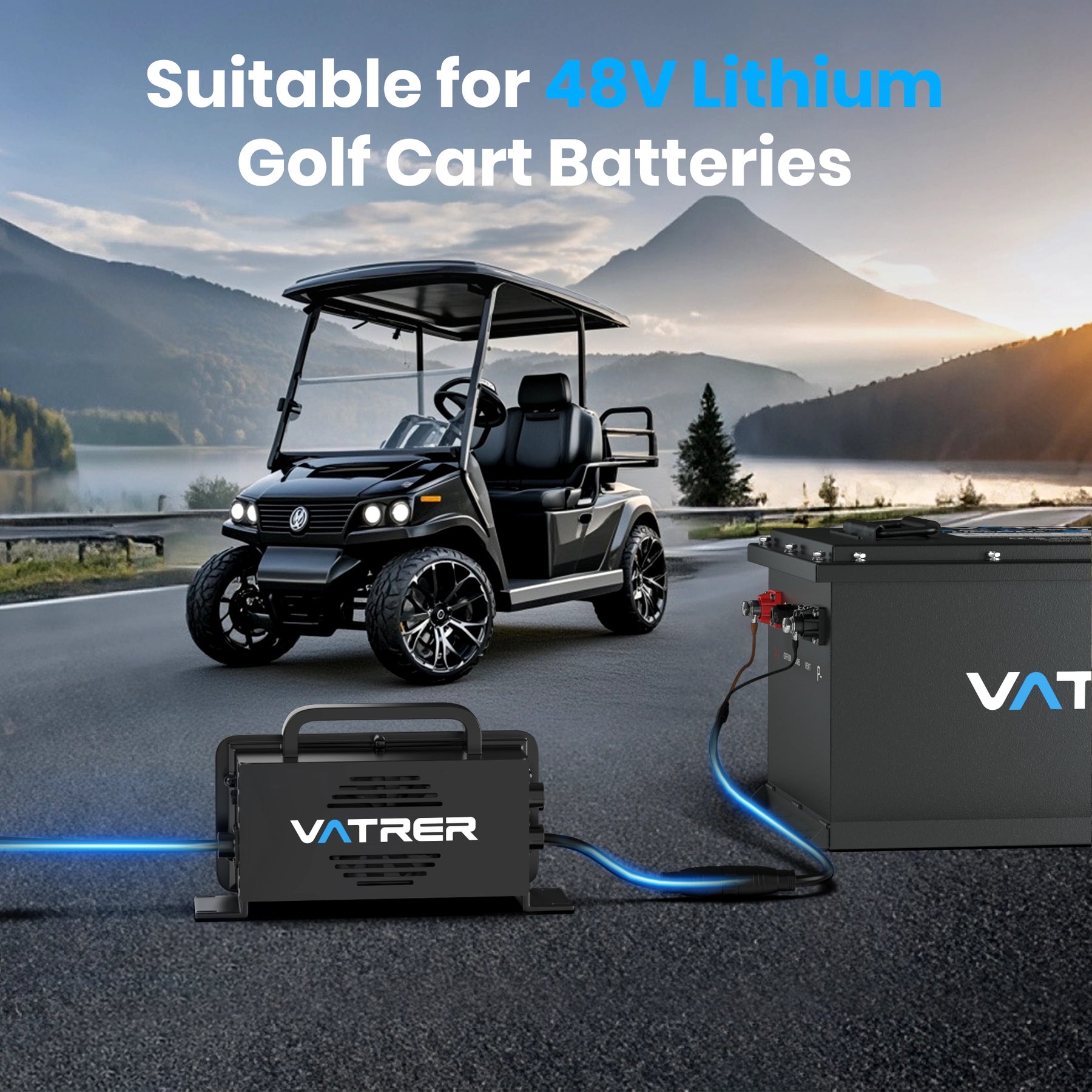 Vatrer 58.4V 20A Intelligent AC-DC  48V Golf Cart  LiFePO4 Battery Charger 15
