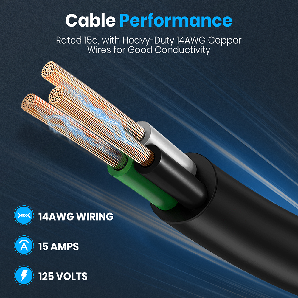 Vatrer 125V 15A AC Battery Port Plug Extension Cord Cable Performance