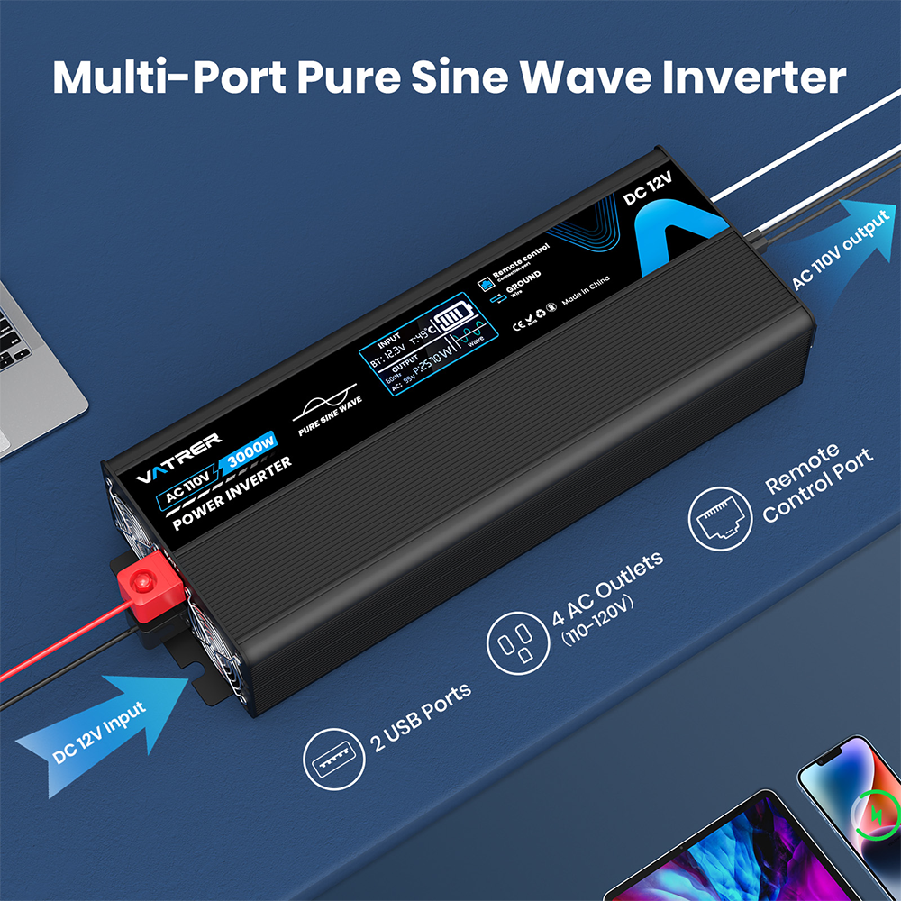 Vatrer 3000W Pure Sine Wave Inverter Multi-port