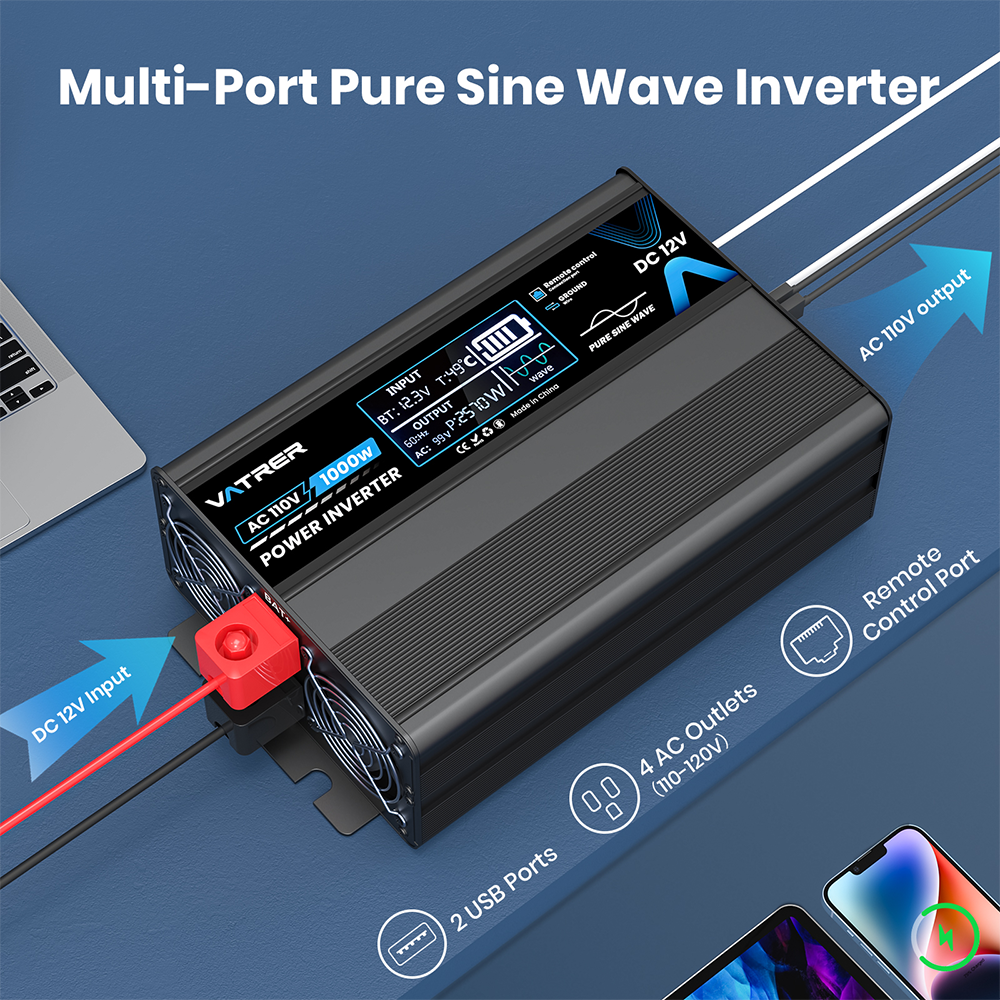 Vatrer 1000W Pure Sine Wave Inverter Multi-port
