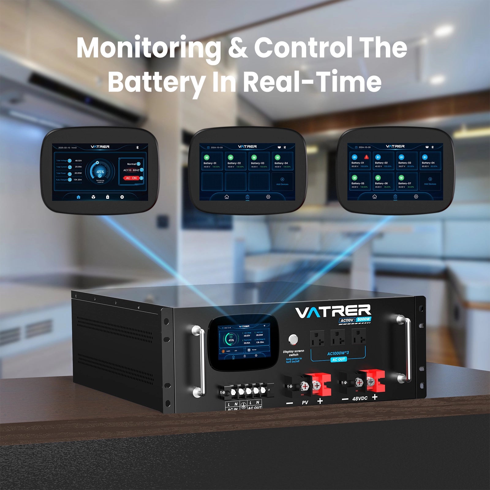 Vatrer 5000W Solar Inverter Real-time Monitoring