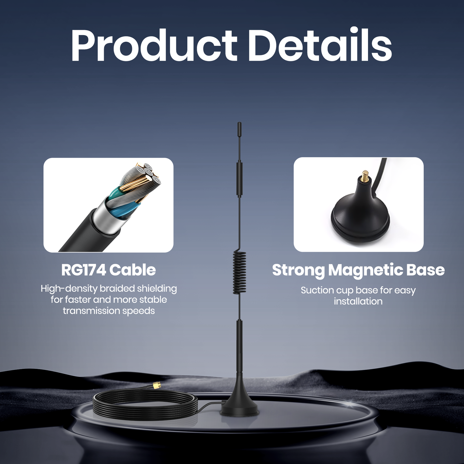 Dual Band WiFi 2.4/5.8GHz 18dBi SMA Antenna Suction Cup Antenna Bluetooth Signal Booster with 5Meters Cable for Vatrer Golf Cart Battery 13