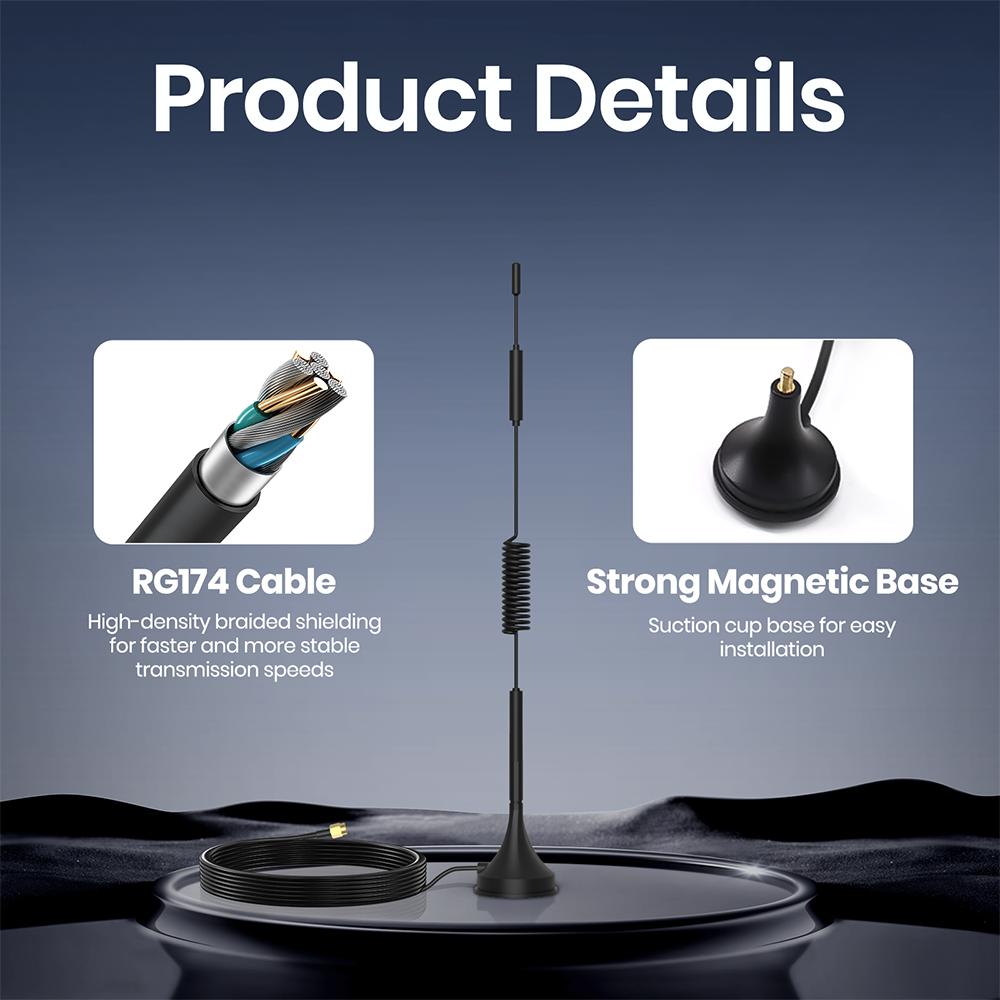 Vatrer Batteries Dual-Band WiFi Suction Cup Bluetooth Signal Booster built-in RG285 Cable