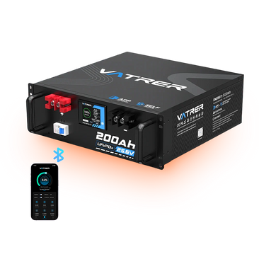 Vatrer 24V 200Ah server rack battery with Bluetooth app monitoring