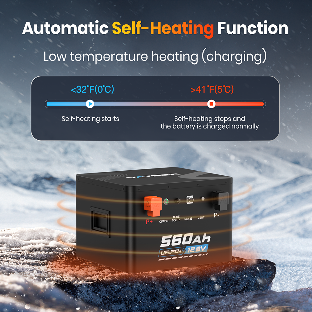 Vatrer 12V 560Ah Self-heatingLithium RV Battery