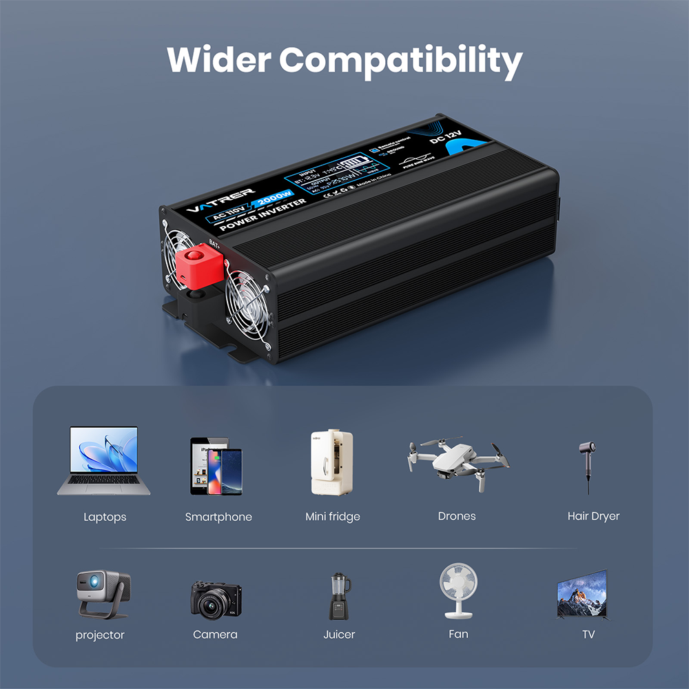 Vatrer 2000W Pure Sine Wave Inverter Wider Compatibility