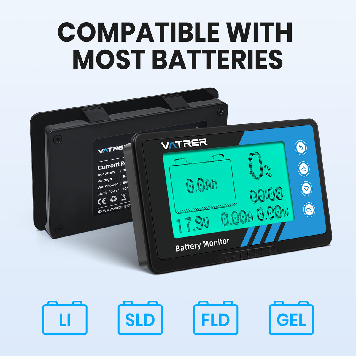 Voltmeter Withe Battery Vatrer 500A Battery Monitor with Shunt for Use as Voltmeter and Ammete ...
