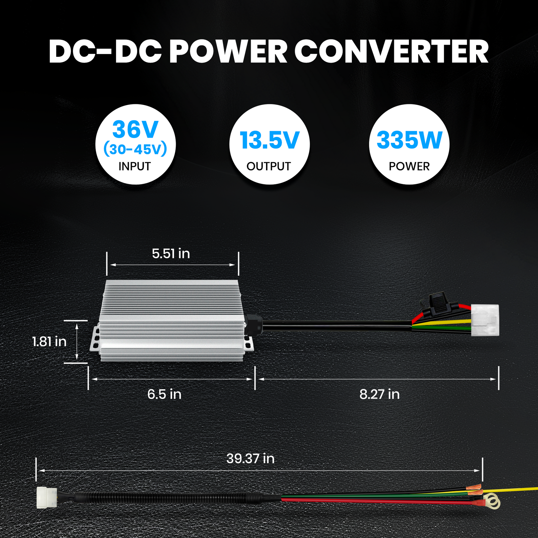 Vatrer 36V to 12V Golf Cart Power Buck Converter, 25A/335W DC to DC Voltage Reducer 15