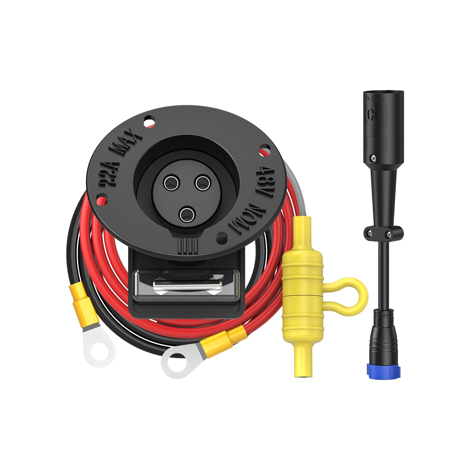 48V Golf Cart Charger Receptacle Charger Plug Charging Port with Fuse & Handle Plug for Club Car DS 1995-UP (Includes Positive and Negative M8 Terminals) 13
