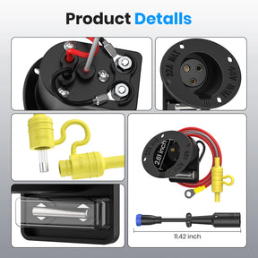 48V Golf Cart Charger Receptacle Charger Plug Charging Port with Fuse & Handle Plug for Club Car DS 1995-UP (Includes Positive and Negative M8 Terminals) 8