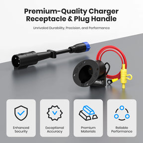 48V Golf Cart Charger Receptacle Charger Plug Charging Port with Fuse & Handle Plug for Club Car DS 1995-UP (Includes Positive and Negative M8 Terminals) 8