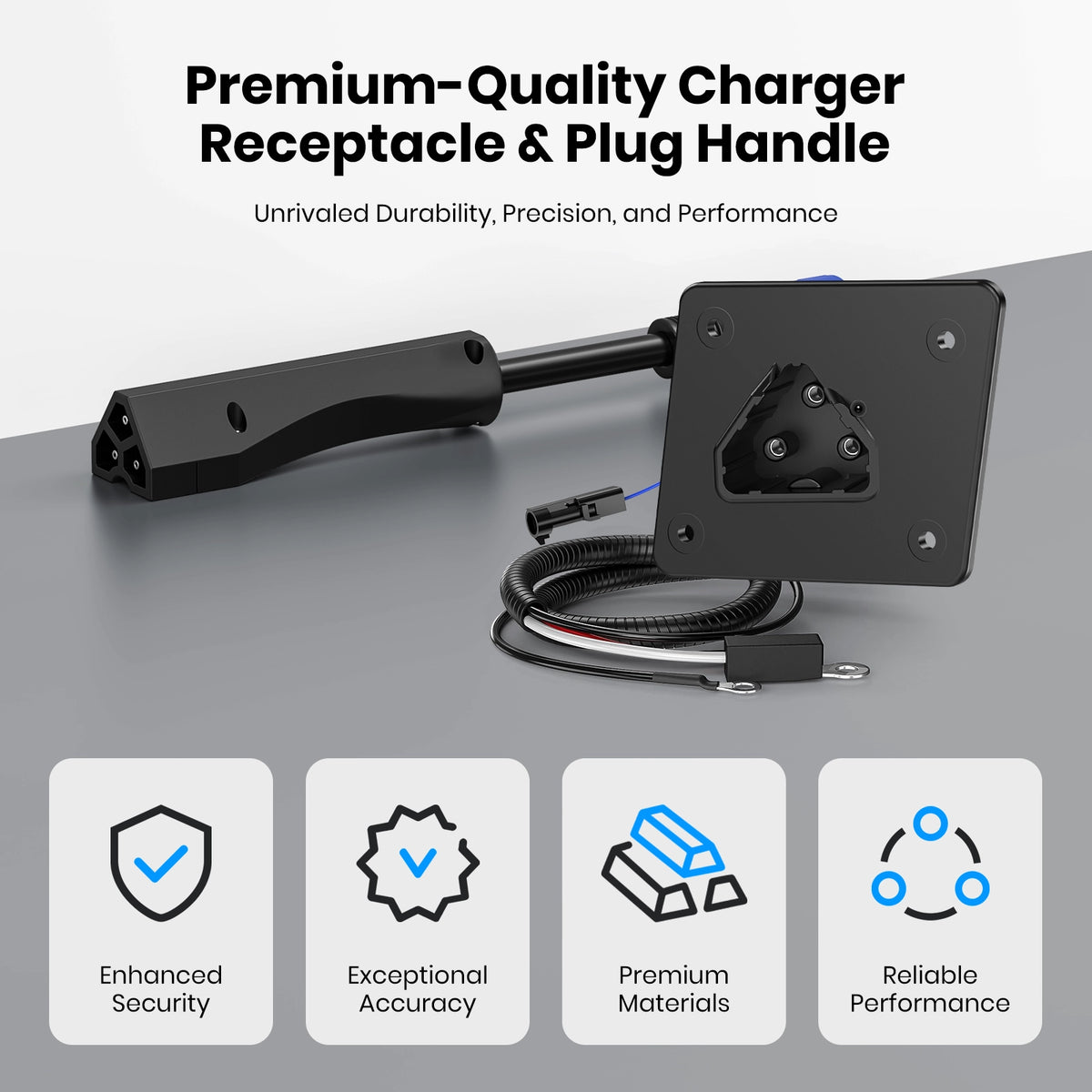 Golf Cart 48V Charger Receptacle & 3-Pin Triangle Charger Plug Handle for EZGO RXV 2008-up & 2010-current 2Five Vehicles 11