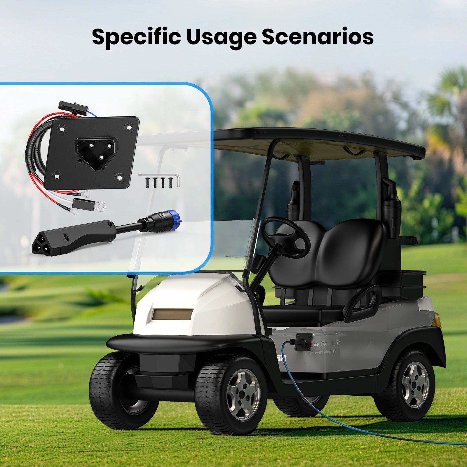 Golf Cart 48V Charger Receptacle & 3-Pin Triangle Charger Plug Handle for EZGO RXV 2008-up & 2010-current 2Five Vehicles 13