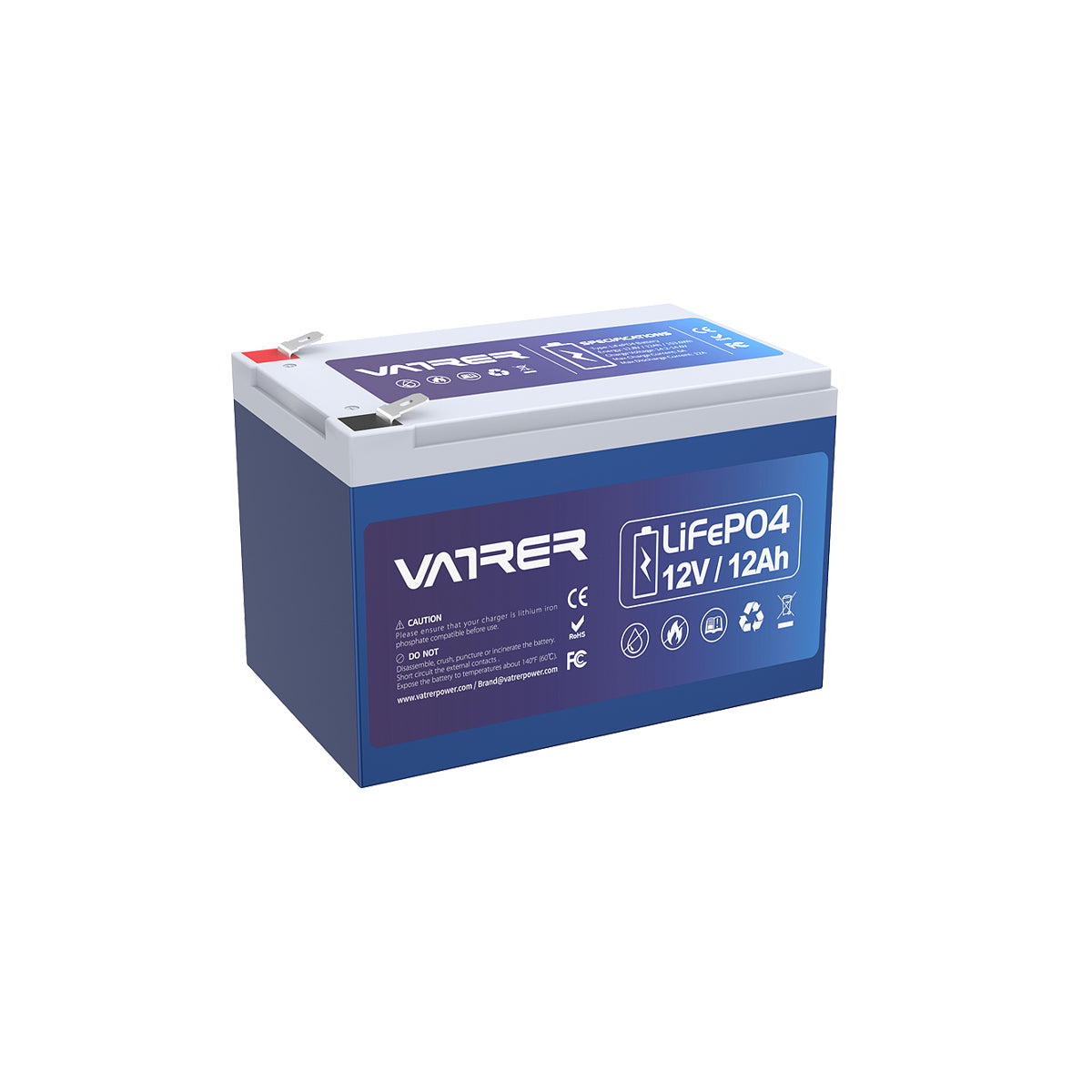 Vatler 12V 12Ah LiFePO4 ディープサイクルバッテリー