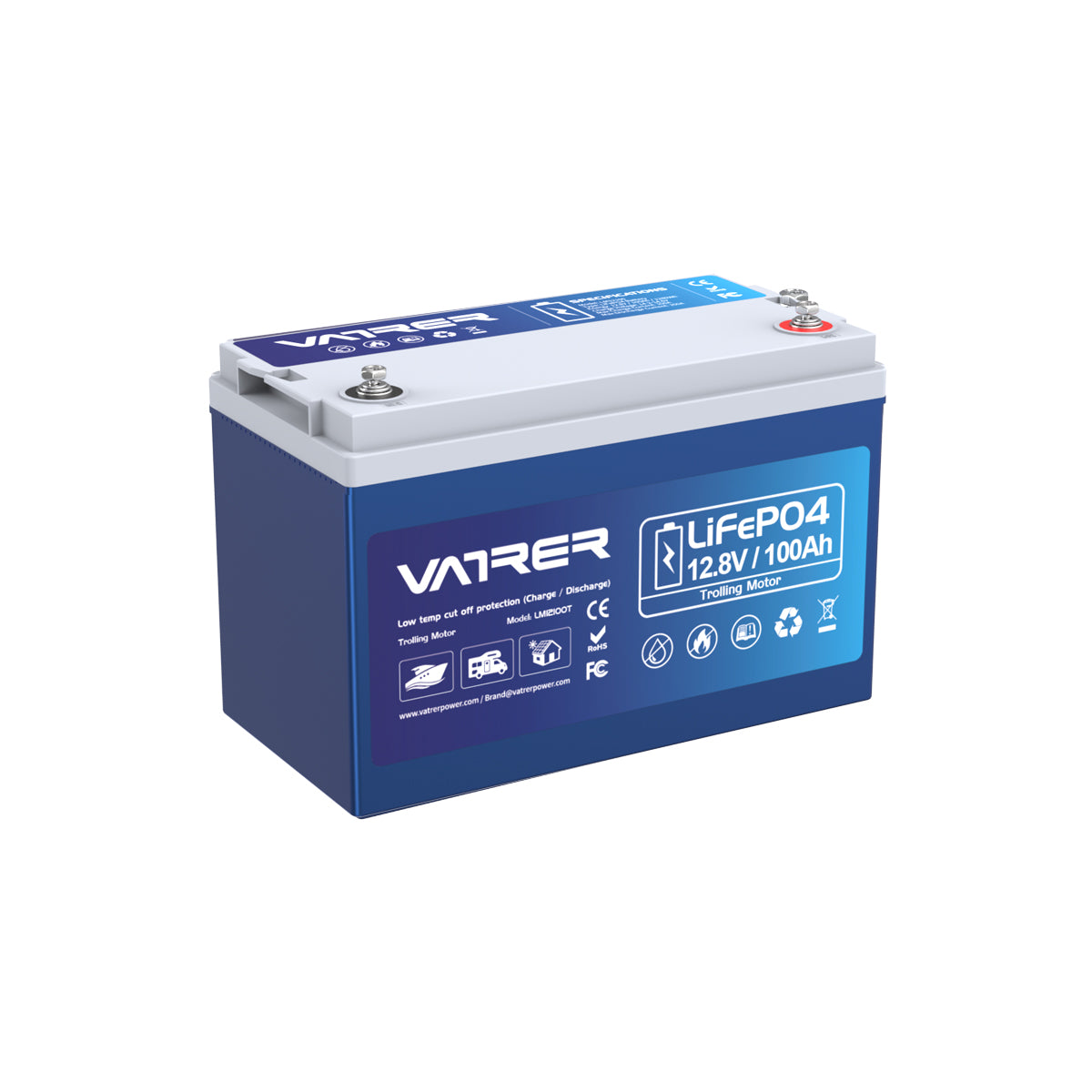 Vatrer 12V 100Ah LiFePO4 Trolling Motor Battery - 150A BMS with Bluetooth, Canada Edition CA 11