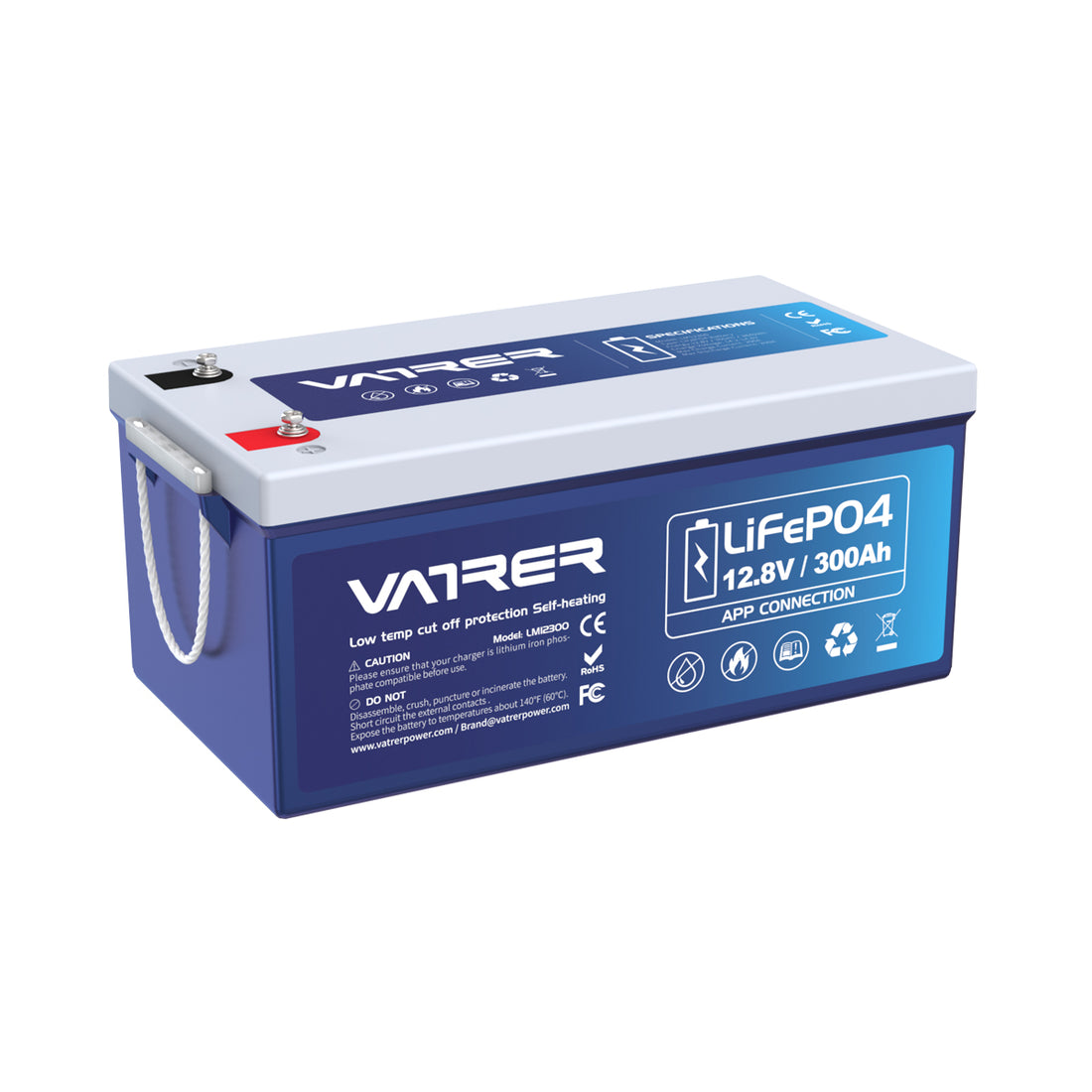 Vatrer 12V 300AH Bluetooth LiFePO4 Lithium Battery with Self-Heating-Vatrer