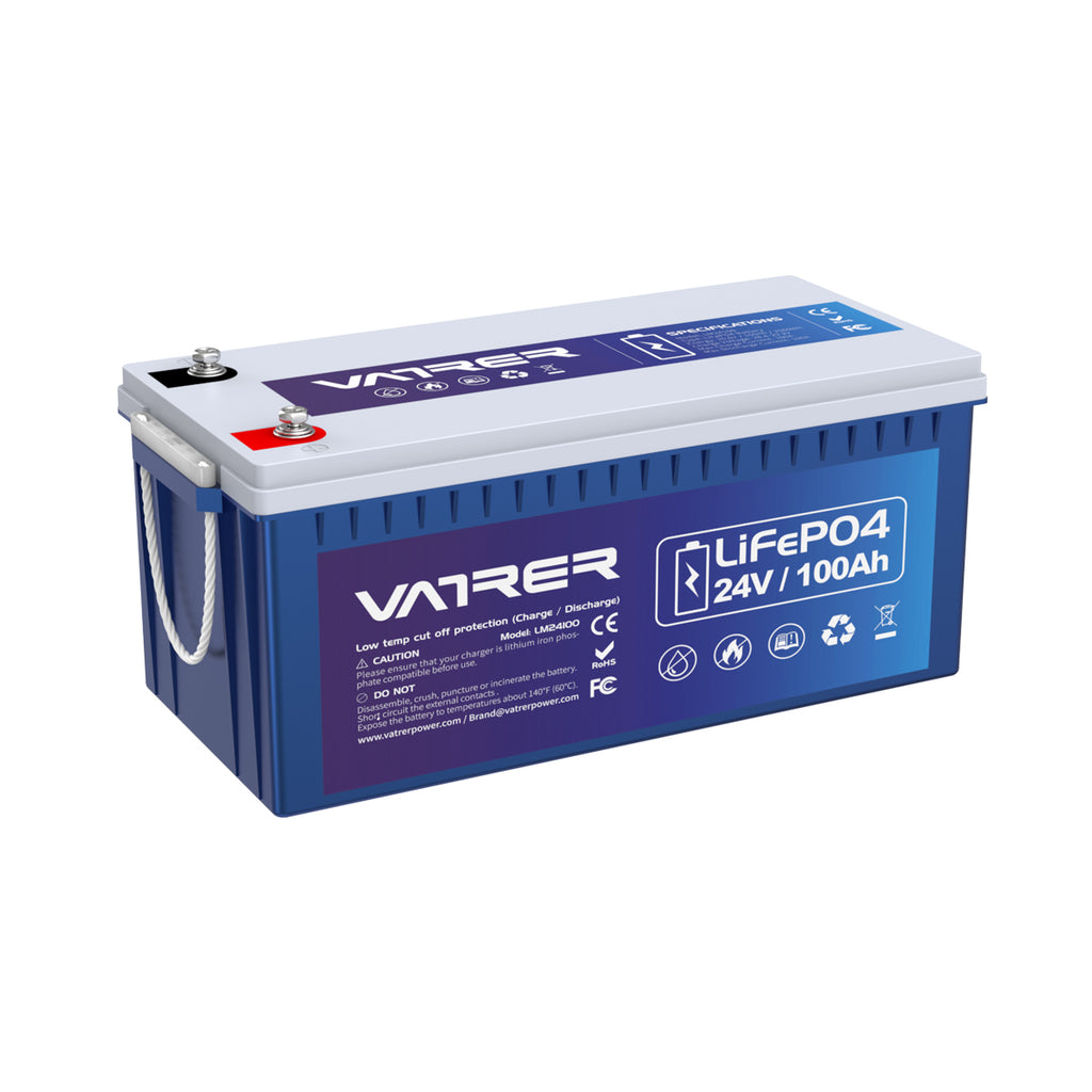 24V 100Ah LiFePO4 Deep Cycle Battery-Low Temp Cutoff-Vatrer-Vatrer