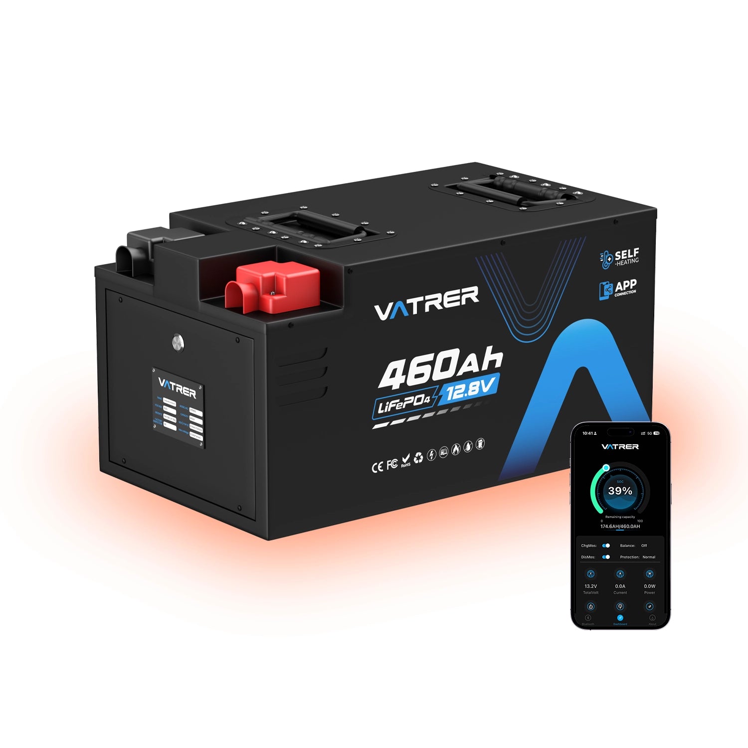Vatrer 12V 460AH 300A BMS Niedrigtemperatur-Abschaltung LiFePO4 Selbsterhitzende RV-Batterie EU 12