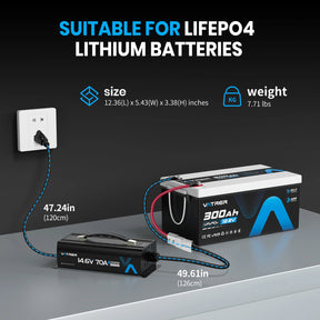 Vatrer 14.6V 70A Fast AC-DC 12V LiFePO4 Battery Charger 8