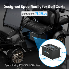 Vatrer 36 Volt 100AH Lithium Golf Cart Battery, 200A BMS, 4000+ Cycles, Max 7.68kW Power Output Lithium Battery 8