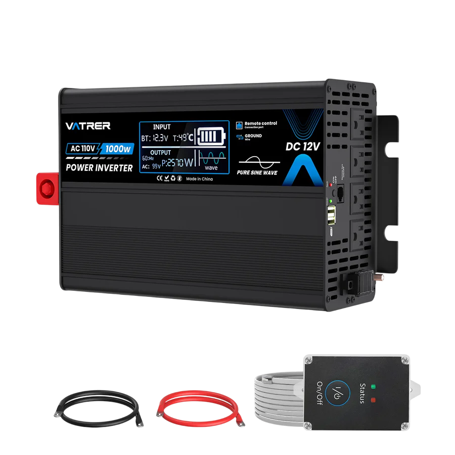 Vatrer 1000 Watt Pure Sine Wave Inverter 12V DC to 110V120V AC Power Inverter 8