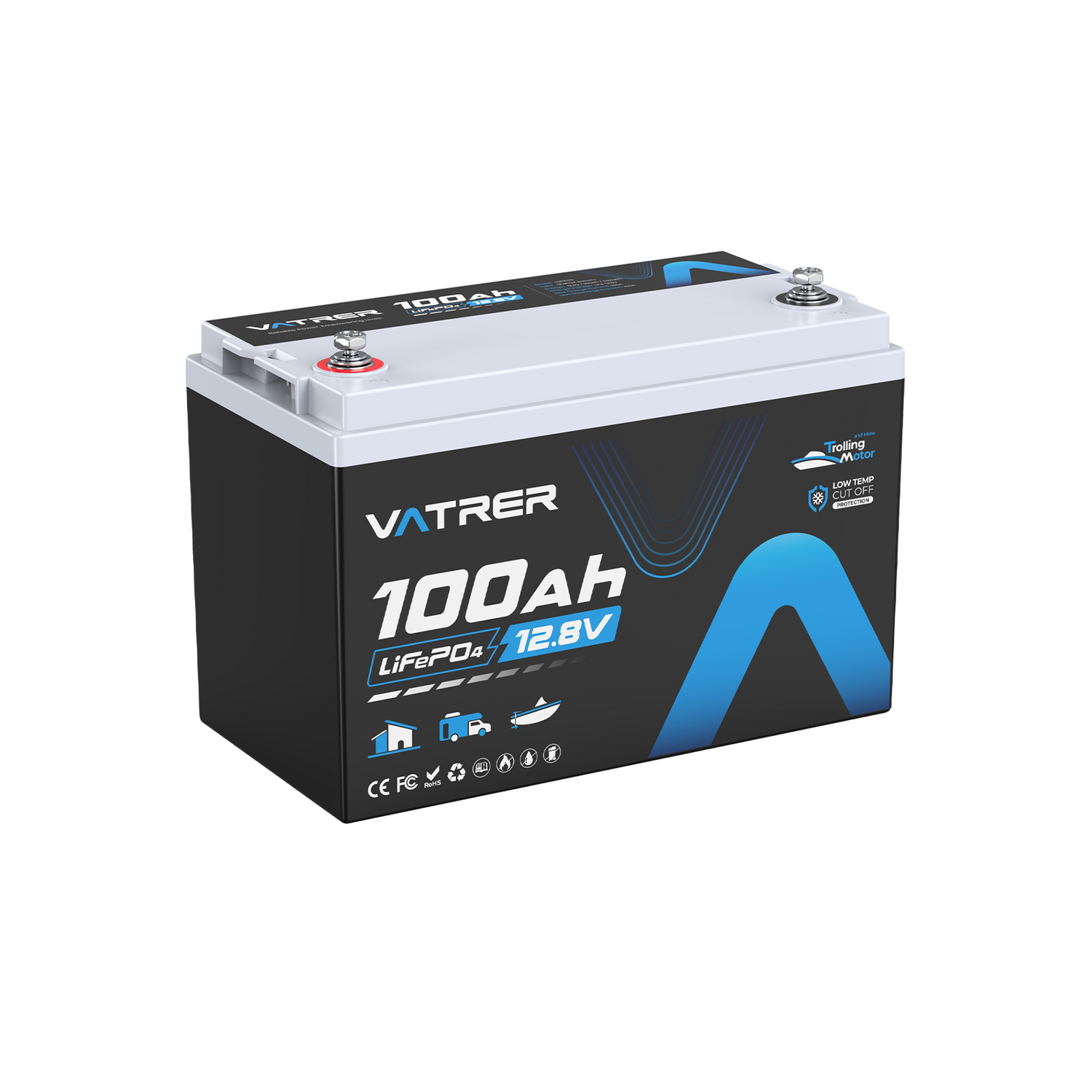 Vatrer 12V 100Ah Lithium Marine Trolling Motor Battery 150A BMS