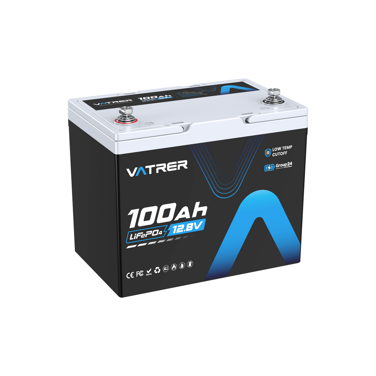 Vatrer 12V 100Ah Group 24 Low Temp Deep Cycle Lithium Battery