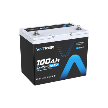 Vatrer 12V 100Ah Group 24 Lithium Battery, 100A BMS Low Temp LiFePO4 Battery CA