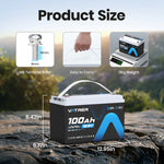 Vatrer 12V 100Ah Heated Lithium Battery Size