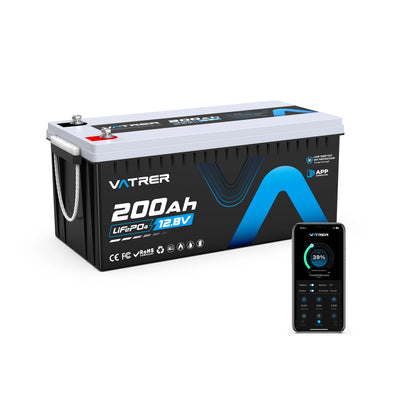 Vatrer 12V 200Ah Plus Lithium Battery with Bluetooth 200A BMS EU