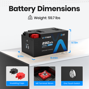 Vatrer 12V 230AH 200A BMS Low Temp Cutoff LiFePO4 RV Battery Bluetooth Version 8