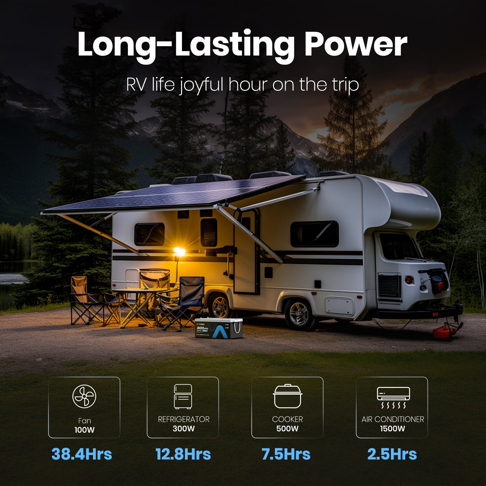 Vatrer 12V 300AH Bluetooth LiFePO4 Self Heating Lithium Battery 13