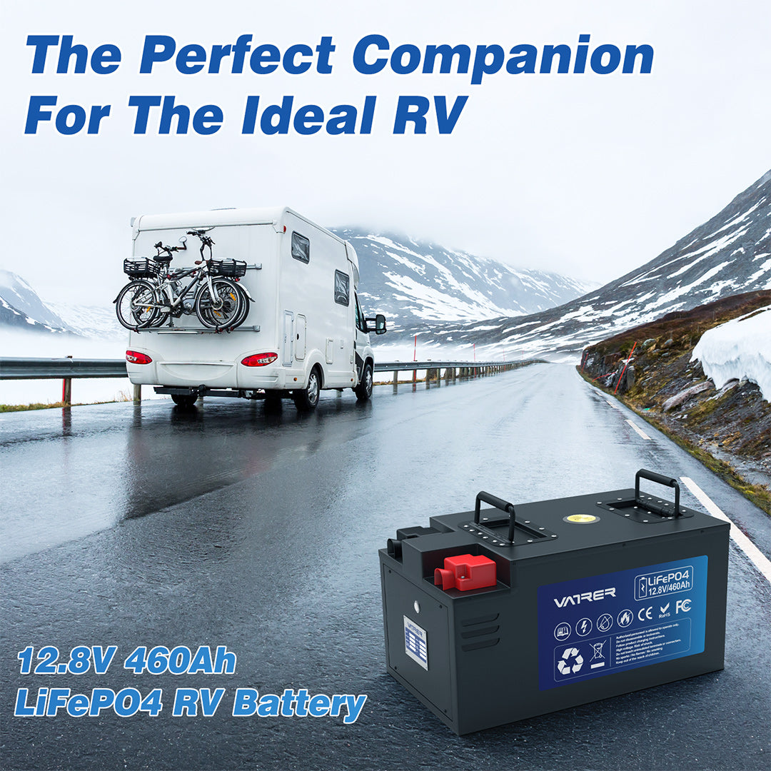 Vatrer 12V 460AH LiFePO4-RV-Batterie mit Niedertemperaturabschaltung,  integriertes 250A-BMS, maximale Ausgangsleistung 3200W –  Bluetooth-RV-Version