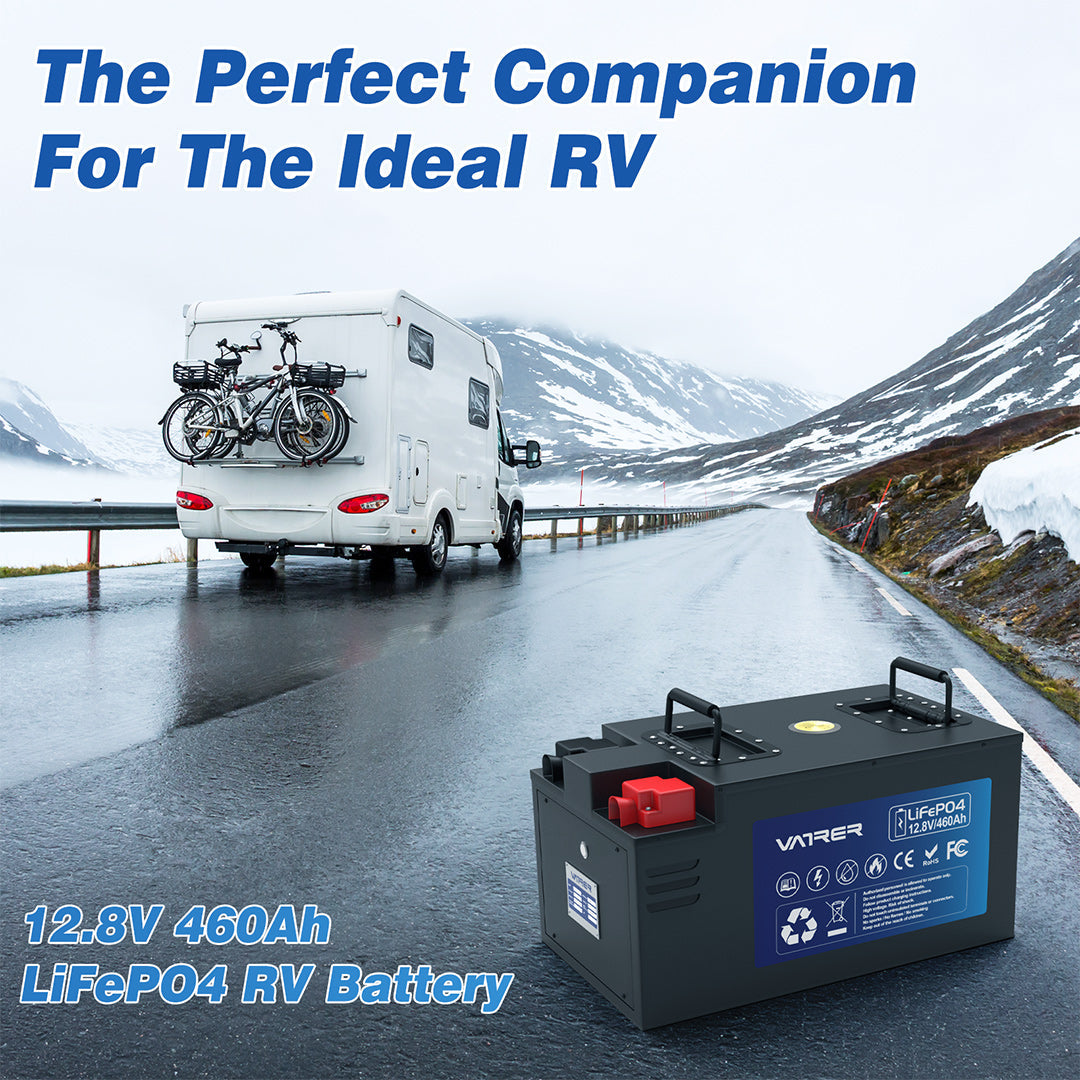 <tc>Vatrer</tc> 12V 460AH LiFePO4 Wohnmobil Batterie mit Niedertemperaturabschaltung, integriertes 250A BMS, maximale Ausgangsleistung 3200W – Bluetooth-RV-Version