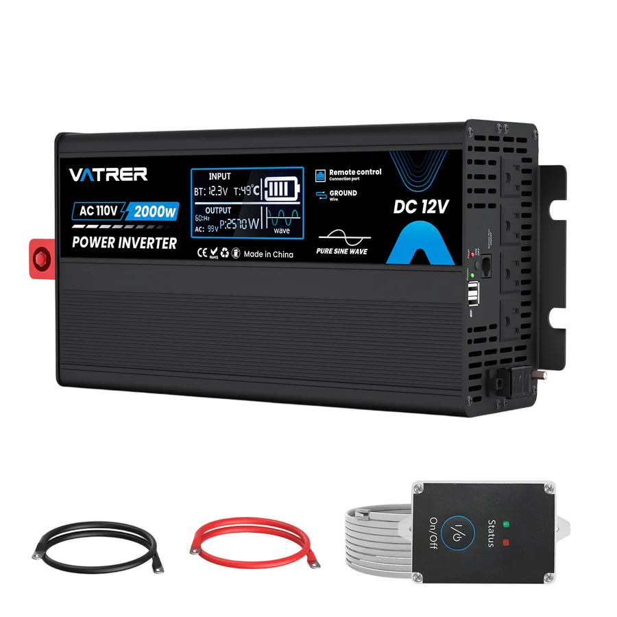 Vatrer 2000 Watt Pure Sine Wave Inverter 12V DC to 110V120V AC Power Inverter 8