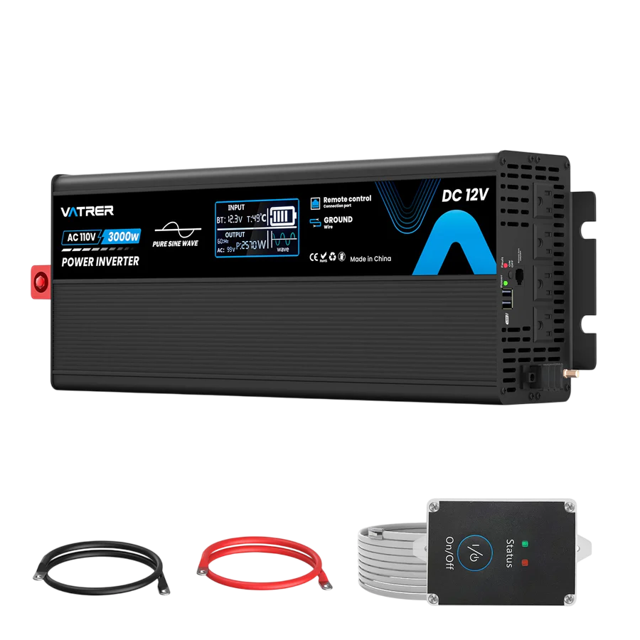 Vatrer 3000 Watt Pure Sine Wave Inverter 12V DC to 110V120V AC Power Inverter 8