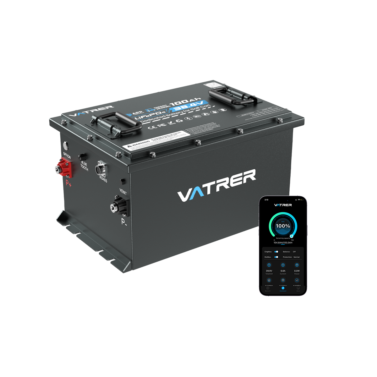 Vatrer 36V 100Ah Bluetooth Lithium Golf Cart Battery 11