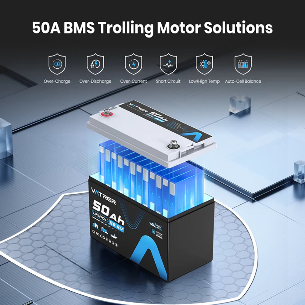 Vatrer 36V 50Ah 50A BMS Battery