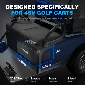 Vatrer 48V 105AH Lithium Golf Cart Battery, 200A BMS, 4000+ Cycles Lithium Battery, Max 10.24kW Power 8