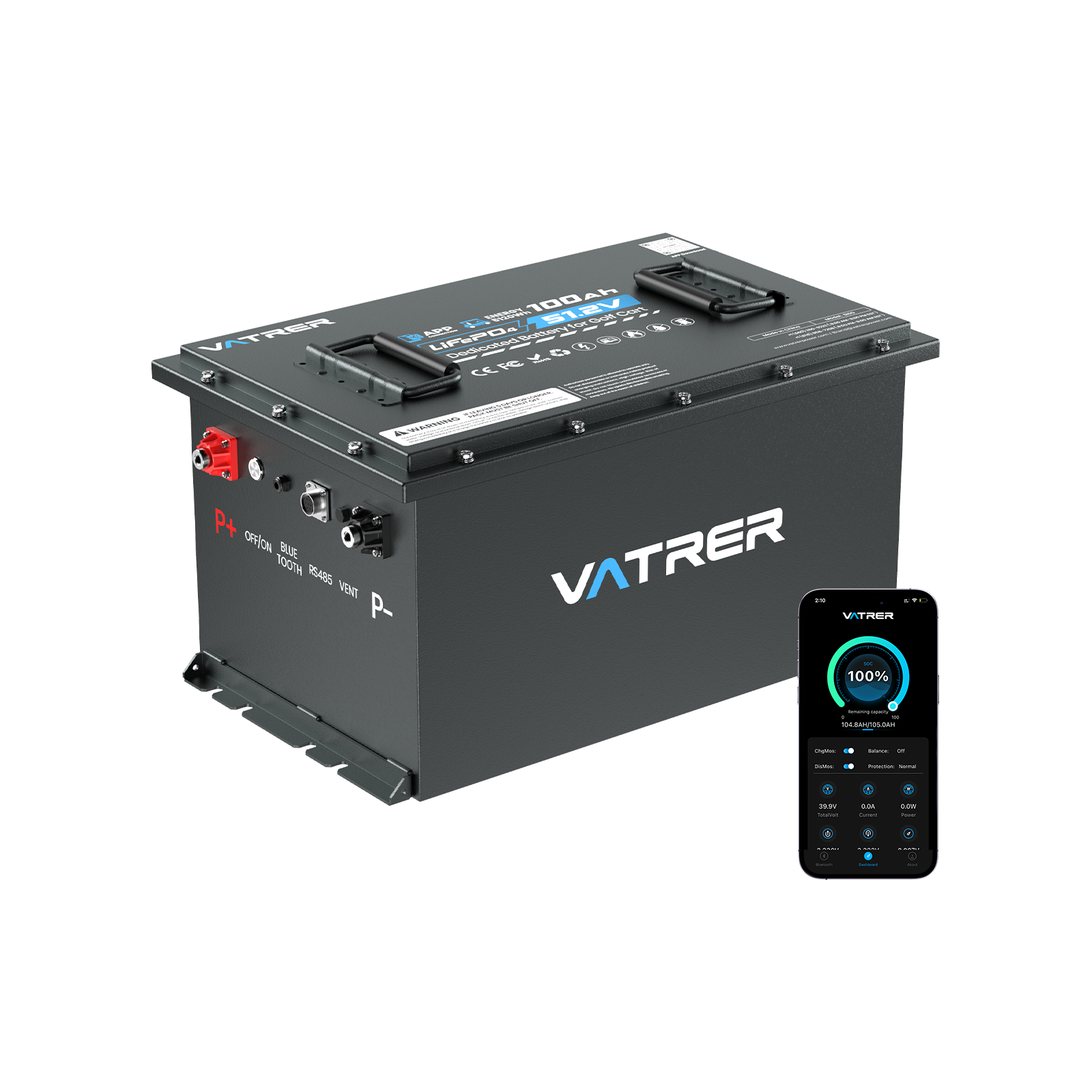 Vatrer 48V 100Ah Lithium Golf Cart Battery 13