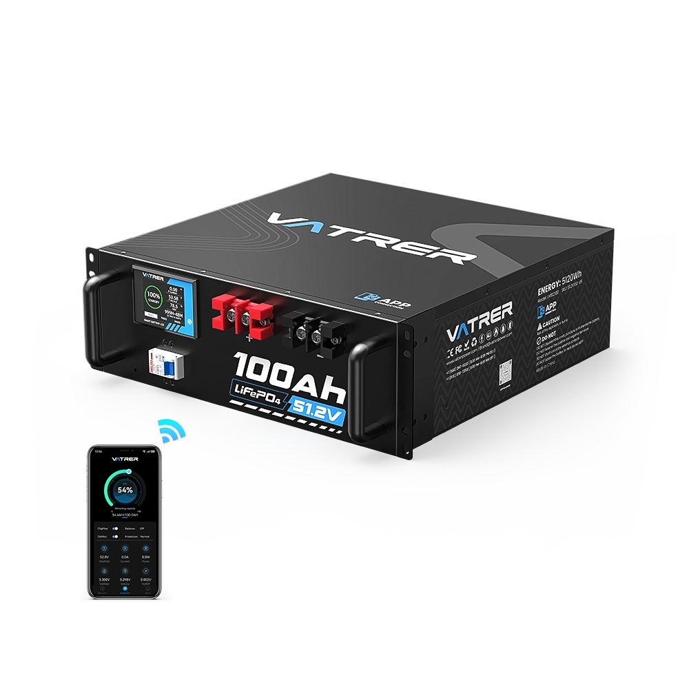 Vatrer 48V 100Ah Server Rack Bluetooth Battery