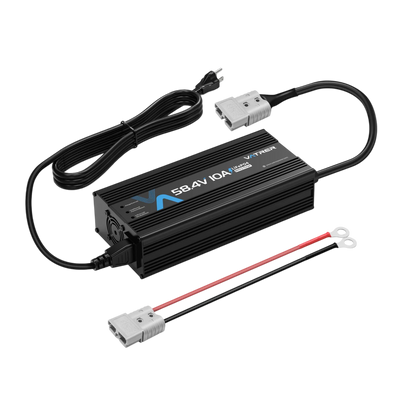 Vatrer 48V Lithium Battery Charger, 58.4V 10A AC-DC LiFePO4 Smart Battery Charger