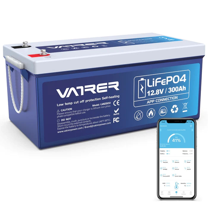 Vatler 12V 300Ah Bluetooth LiFePO4 リチウム バッテリー JP