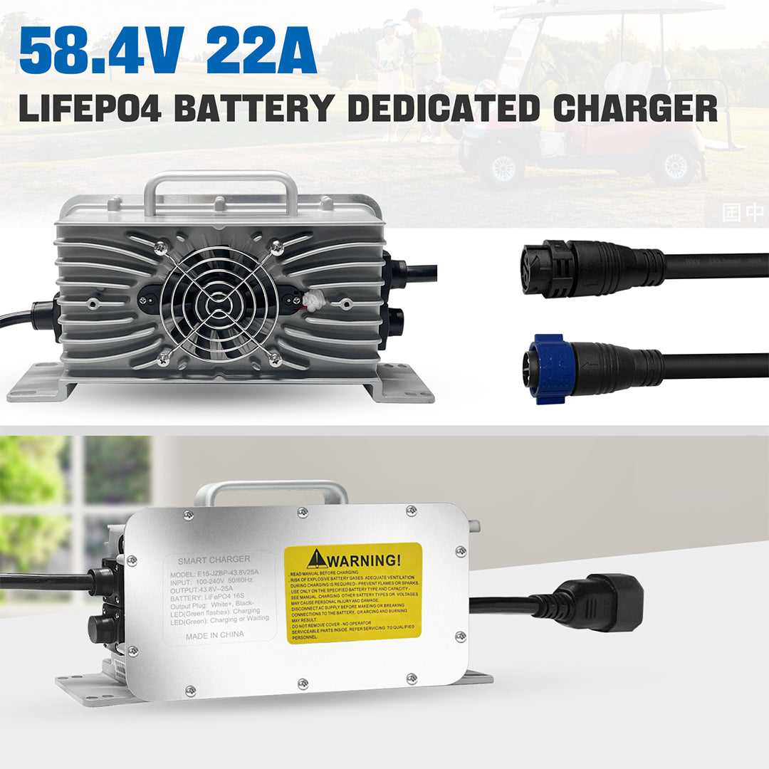 Batterie de voiturette de golf 48 V 105 Ah LiFePO4, BMS 200 A intégré, batterie au lithium rechargeable de 4 000 cycles et plus, puissance de sortie maximale de 10,24 kW