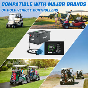 Batterie de voiturette de golf 48 V 105 Ah LiFePO4, BMS 200 A intégré, batterie au lithium rechargeable de 4 000 cycles et plus, puissance de sortie maximale de 10,24 kW