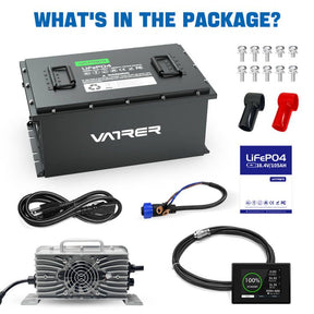 Vatler 48V 105AH LiFePO4 ゴルフカートバッテリー、内蔵 200A BMS、4000+ サイクル充電式リチウムバッテリー、最大 10.24kW 出力
