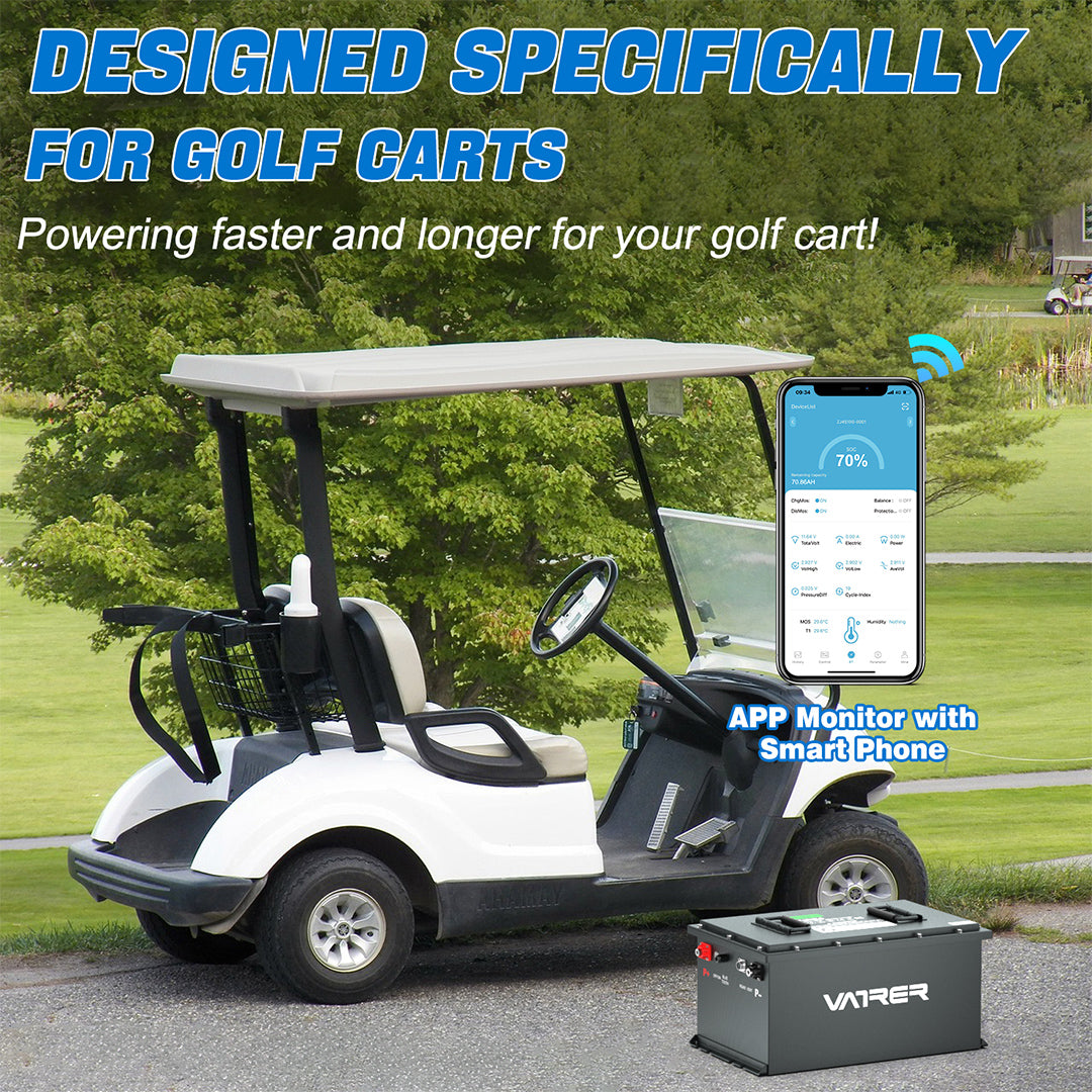 Vatrer 72V(70.4V) 105AH LiFePO4 Golf Cart Battery, Builtin 200A BMS,