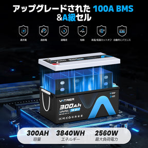 Vatrer 12V 300Ah Bluetooth LiFePO4 リチウム バッテリー JP 8
