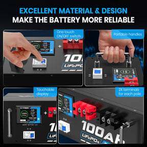 <tc>Vatrer</tc> 51,2 V 100 Ah LiFePO4 Lithium-Solarbatterie, integriertes 100 A BMS, max. 5120 W Ladeleistung, Bluetooth-Version 8